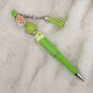 Green Beaded Pen With Easter Egg And Tassel